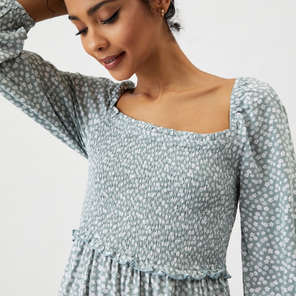 PacSun LA Hearts Long Sleeve Smocked Bodice Mini Dress - Picture 3 of 8